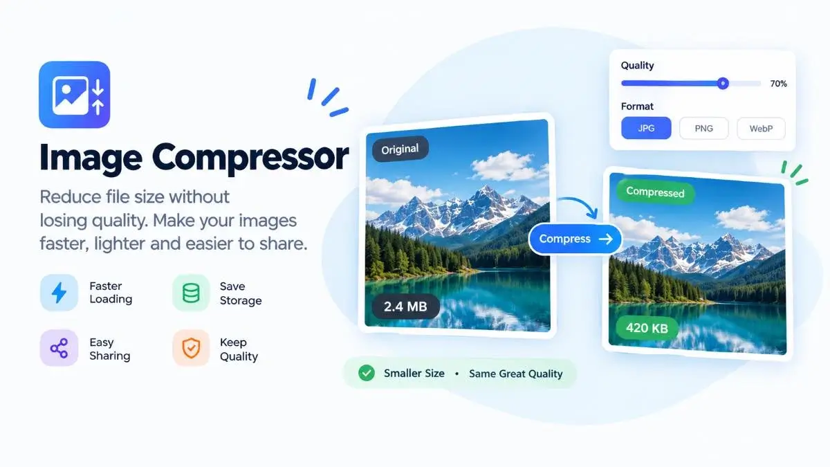 Online image compressor showing how to reduce image file size while maintaining quality