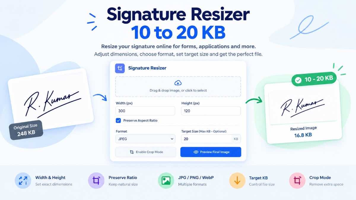 Signature Resizer 10 to 20 KB online tool